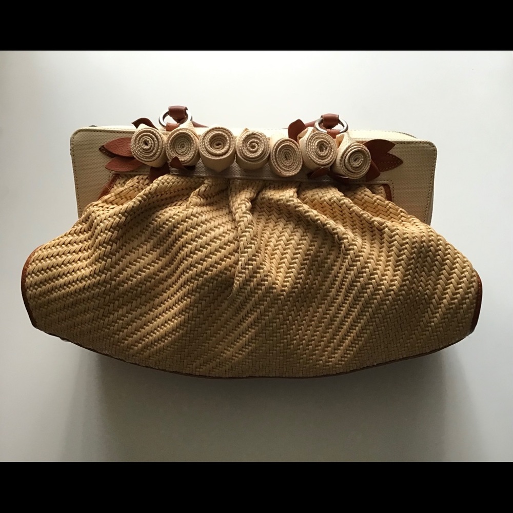 Valentino Garavani Beige and Brown Woven Satchel - Picture 2 of 13